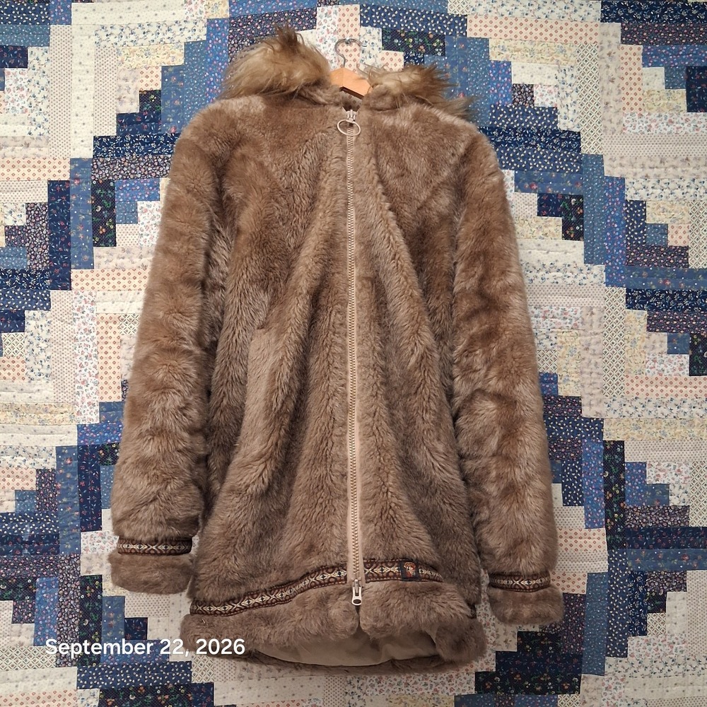 70s True Vintage Hansa-Branta Down Inuit Eskimo Parka Coat Medium Taupe Fur Vtg